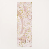 Monogrammen Pink White Marble Swirl Gold Glitter Yogamat (Voorkant)