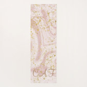 Monogrammen Pink White Marble Swirl Gold Glitter Yogamat (Achterkant)