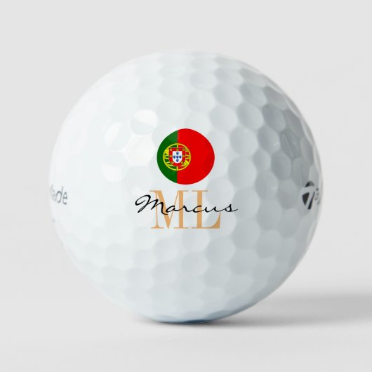 Monogrammen Portugese vlag & Portugese Golf Balls Golfballen (Voorkant)