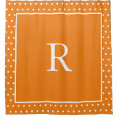 Monogrammen Pumpkin Oranje White Polka Dots Autumn Douchegordijn (Voorkant)