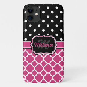 Monogrammen Quatrefoil Lattice Polka Dot Case-Mate iPhone Case
