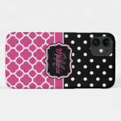 Monogrammen Quatrefoil Lattice Polka Dot Case-Mate iPhone Case (Achterkant (horizontaal))