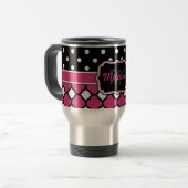 Monogrammen Quatrefoil Lattice Polka Dot Reisbeker (Voorkant links)