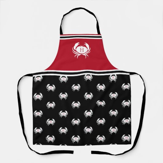 Monogrammen Red Black White Crab Nautical Schort (Voorkant)
