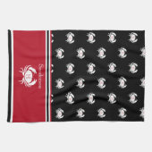 Monogrammen Red Black White Crab Nautical Schort Theedoek (Horizontaal)