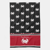 Monogrammen Red Black White Crab Nautical Schort Theedoek (Verticaal)