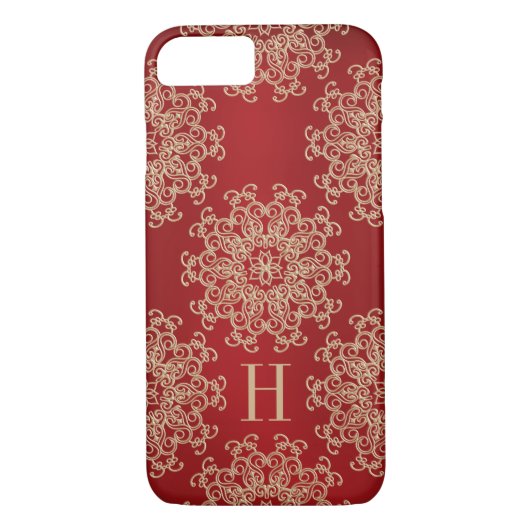 Monogrammen Red en Gold Exotic Medallion Case-Mate iPhone Case (Achterkant)