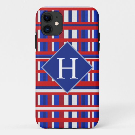 Monogrammen Red White & Blue Pset Patriot Case-Mate iPhone Case (Achterkant)