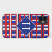 Monogrammen Red White & Blue Pset Patriot Case-Mate iPhone Case (Achterkant (horizontaal))