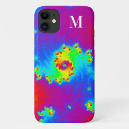Monogrammen regenbooggradiënt Spirale fractal Case-Mate iPhone Case