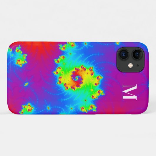 Monogrammen regenbooggradiënt Spirale fractal Case-Mate iPhone Case (Achterkant (horizontaal))