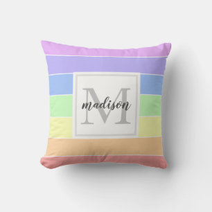 Monogrammen regenboogkleurig StripesPatroon Kussen