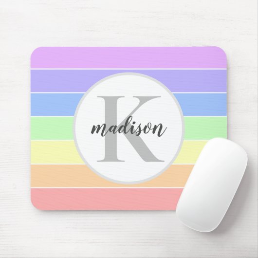 Monogrammen regenboogkleurig StripesPatroon Muismat (Met muis)