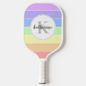 Monogrammen regenboogkleurig StripesPatroon Pickleball Paddle (Achterkant)