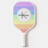 Monogrammen regenboogkleurig StripesPatroon Pickleball Paddle (Voorkant)