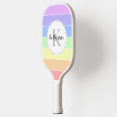 Monogrammen regenboogkleurig StripesPatroon Pickleball Paddle (Links)