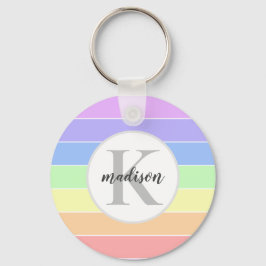 Monogrammen regenboogkleurig StripesPatroon Sleutelhanger
