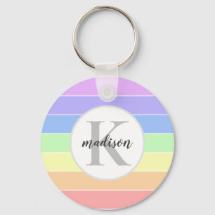 Monogrammen regenboogkleurig StripesPatroon Sleutelhanger