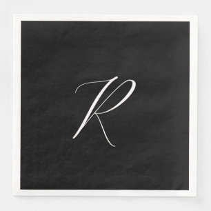 Monogrammen Retro Letter Zwart Wit Initiaal Trouw Servet