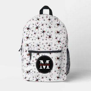 Monogrammen rode en zwarte Spider Pattern School Bedrukte Rugzak