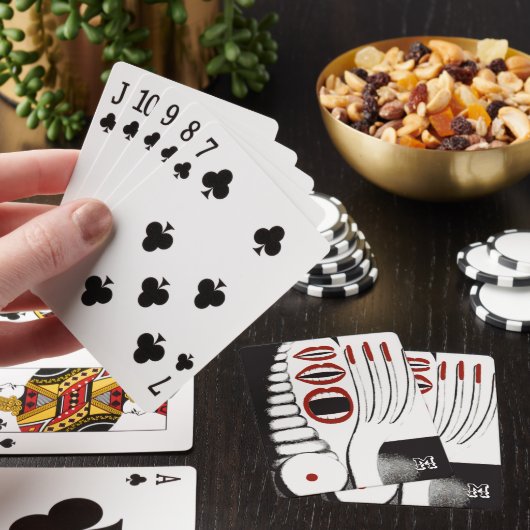 Monogrammen rode lipstick en nagels pokerkaarten (Insitu)