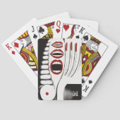 Monogrammen rode lipstick en nagels pokerkaarten (Achterkant)