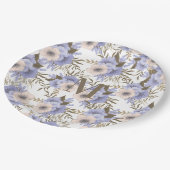 Monogrammen Romantic Violet Sage Botanisch Papieren Bordje (Gekanteld)