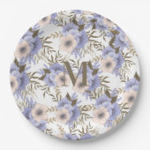 Monogrammen Romantic Violet Sage Botanisch Papieren Bordje (Voorkant)