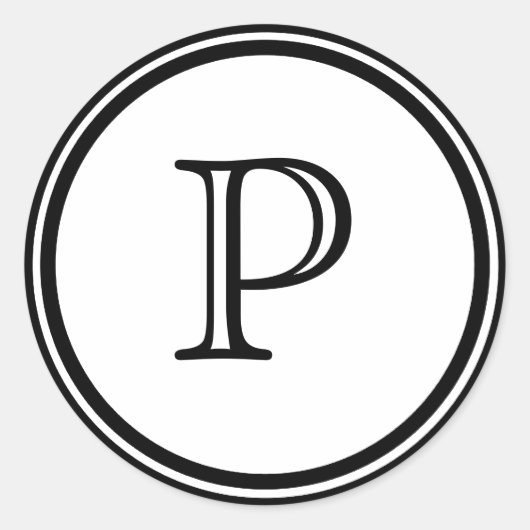 Monogrammen Ronde Sticker (Voorkant)