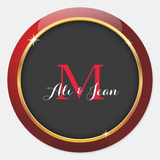 Monogrammen Ronde Sticker (Voorkant)
