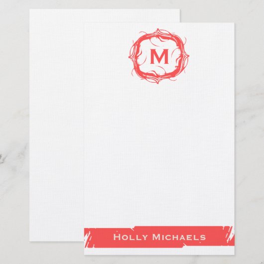  monogrammen - Rood Briefpapier (Voorkant / Achterkant)