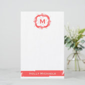  monogrammen - Rood Briefpapier (Staand voorkant)