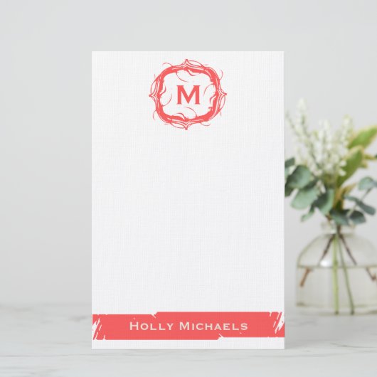  monogrammen - Rood Briefpapier (Staand voorkant)