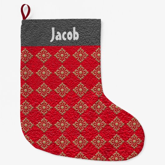 Monogrammen: Rood- en gouddiamanten Grote Kerstsok (Voorkant)