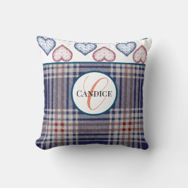 Monogrammen rood wit en blauw Sierkussen