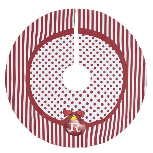 Monogrammen roodwitte kerstboomrokken kerstboom rok (Voorkant)