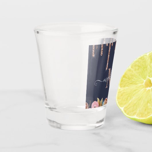 Monogrammen Roos Glitter Drip Shot glass Glas (Links)