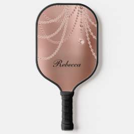 Monogrammen Roos Gold Blush Pink Glam Bling Pickleball Paddle