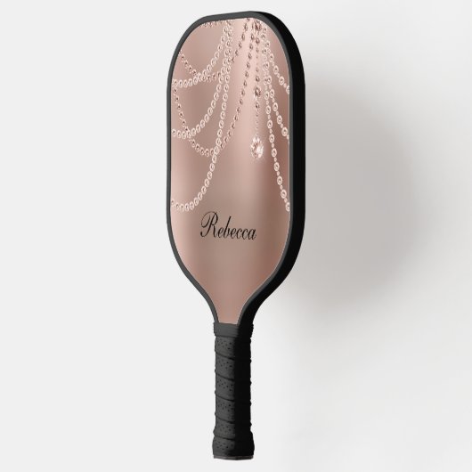 Monogrammen Roos Gold Blush Pink Glam Bling Pickleball Paddle (Links)