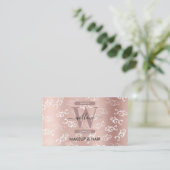Monogrammen  Roos Gold Damask Makeup Hair Visitekaartje (Staand voorkant)