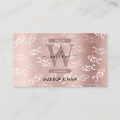 Monogrammen  Roos Gold Damask Makeup Hair Visitekaartje (Voorkant)