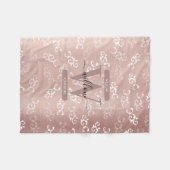 Monogrammen  Roos Gold Damask Pattern Fleece Deken (Voorkant (Horizontaal))