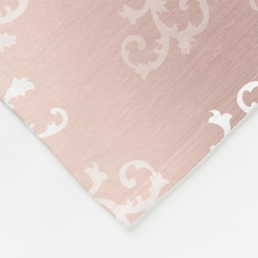 Monogrammen Roos Gold Damask Pattern Fleece Deken (Hoek)