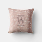 Monogrammen  Roos Gold Damask Pattern Kussen (Voorkant)