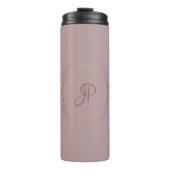 Monogrammen Roos Gold Elegant Custom Sjabloon Thermosbeker (Voorkant)