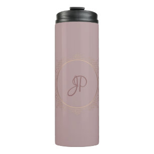 Monogrammen Roos Gold Elegant Custom Sjabloon Thermosbeker