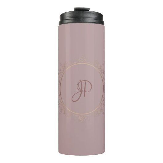 Monogrammen Roos Gold Elegant Custom Sjabloon Thermosbeker (Voorkant)