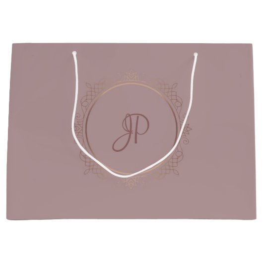 Monogrammen Roos Gold Elegant Sjabloon Groot Cadeauzakje (Voorkant)