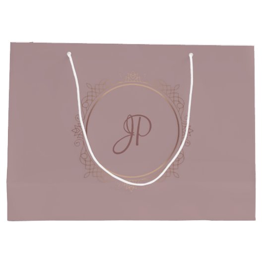 Monogrammen Roos Gold Elegant Sjabloon Groot Cadeauzakje (Achterkant)
