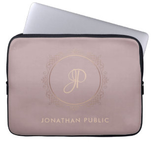 Monogrammen Roos Gold Elegant Sjabloon Laptop Sleeve